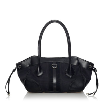 Prada Leather Trimmed Canvas Tote Bag