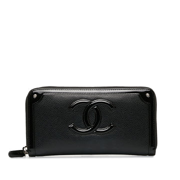 CHANEL CC Caviar Leather Zip Around Long Wallet Long Wallets