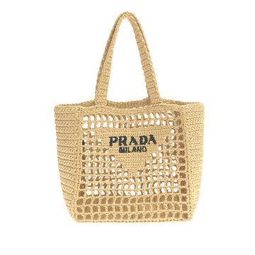 PRADA Crochet Raffia Logo Tote Tote Bag