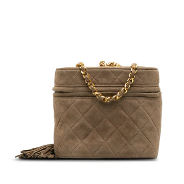 CHANEL Suede Quilted Vanity Bag