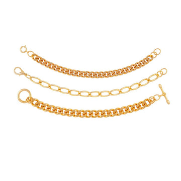 VINTAGE 1990s  Gold Plated Curb Chain Set of Three Bracelets