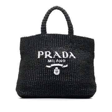 PRADA Raffia Logo Tote Tote Bag