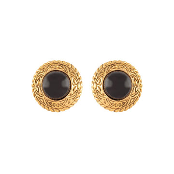 CHANEL 1980s  Chanel Black Enamel Clip-On Earrings