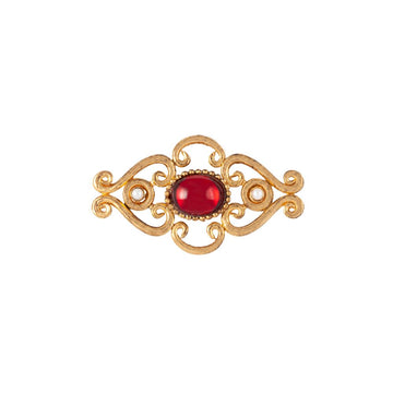 VINTAGE 1960s  Faux Ruby Victorian Revival Brooch