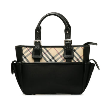 BURBERRY Leather-Trimmed Nova Check Handbag