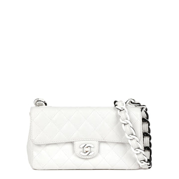 Chanel White Quilted Lambskin Vintage Mini Classic Single Flap Bag