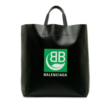BALENCIAGA Leather Logo BB Market Tote Tote Bag
