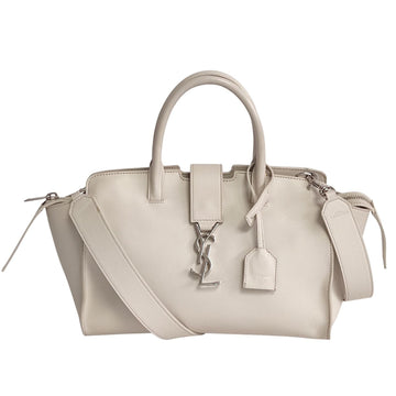 SAINT LAURENT Downtown 2Way bag in white leather