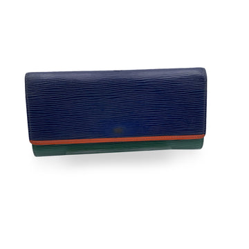 LOUIS VUITTON Blue Green Tricolor Epi Leather Flore Continental Wallet