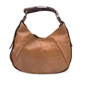 YVES SAINT LAURENT Tan Leather Mombasa Hobo Shoulder Bag