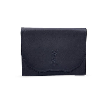 YVES SAINT LAURENT Vintage Black Leather Ysl Logo Handbag Clutch