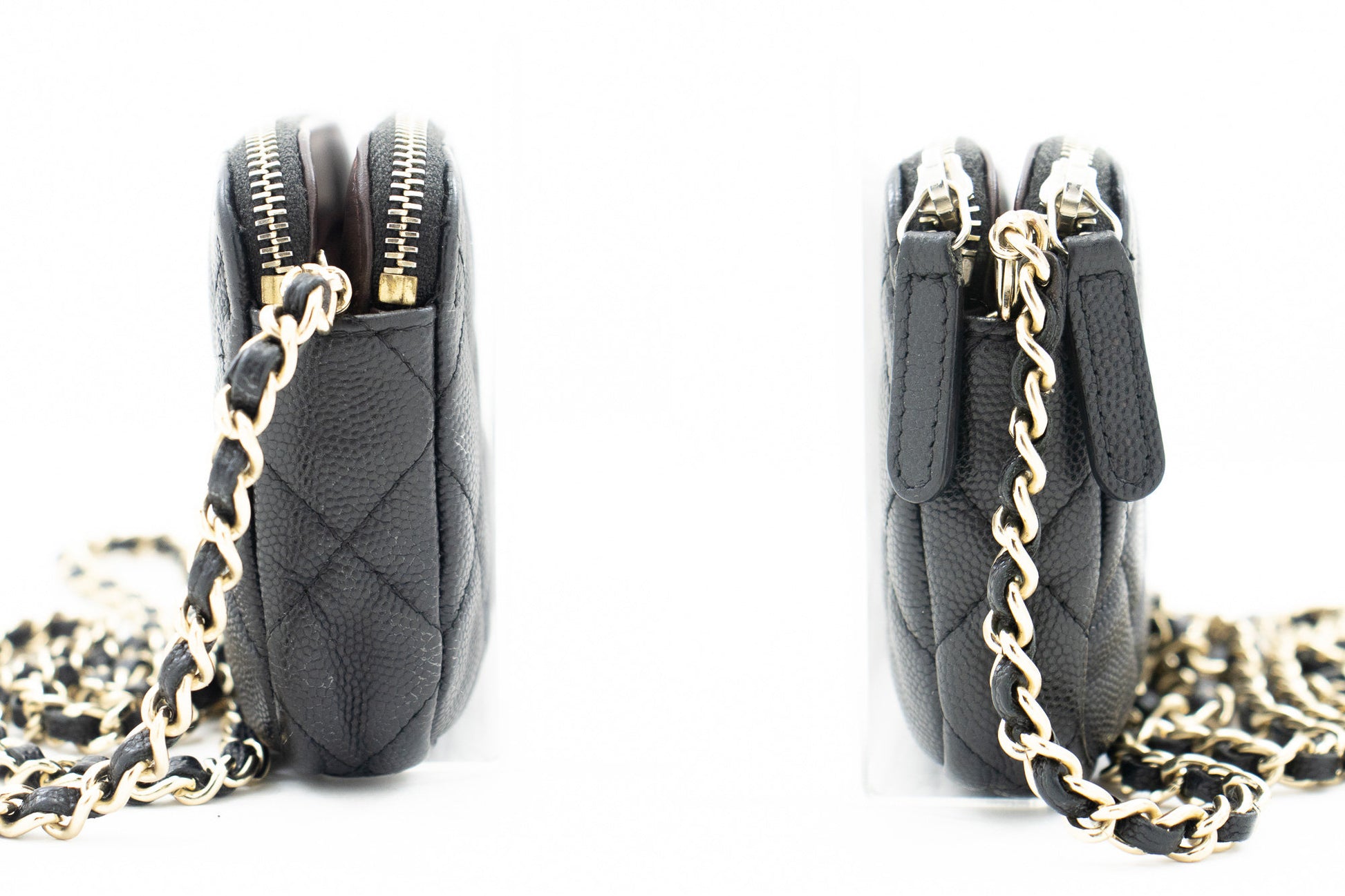 Chanel Caviar Wallet On Chain Woc Double Zip Chain Shoulder Bag