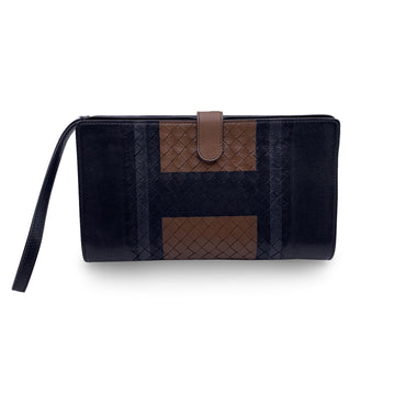 BOTTEGA VENETA Black Intrecciato Leather Multifuctional Clutch Bag