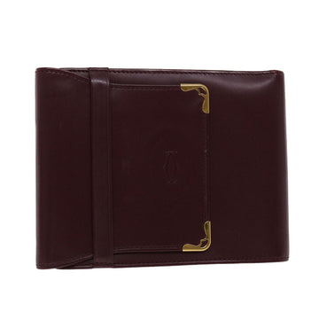 CARTIER Wallet Leather Red Auth ac2039