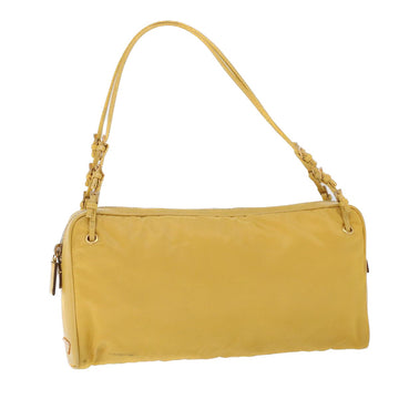 PRADA Shoulder Bag Nylon Leather Yellow Auth ac2164
