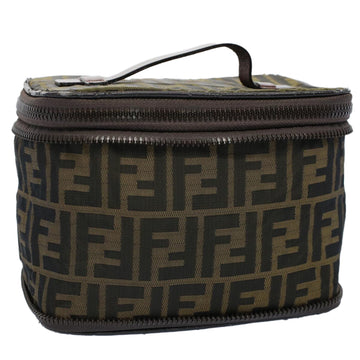 FENDI Zucca Canvas Vanity Cosmetic Pouch Brown Auth ac2172