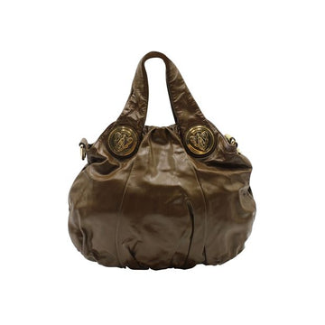 GUCCI Vintage Dark Brown Hobo Bag With Golden Elements