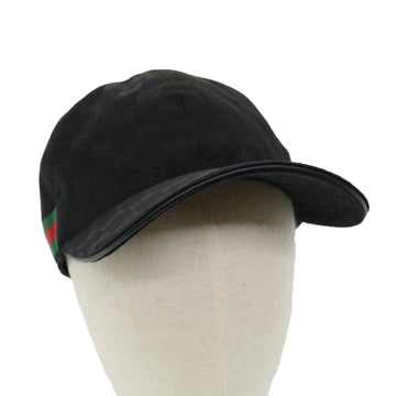 GUCCI Web Sherry Line GG Canvas Cap Black Green Red Auth am3211