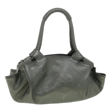 LOEWE Hand Bag Leather Gray Auth am3968