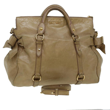 MIU MIU Shoulder Bag Leather 2way Beige Auth am4381