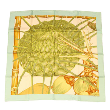 HERMES Carre90 Scarf Silk Green Auth am4399