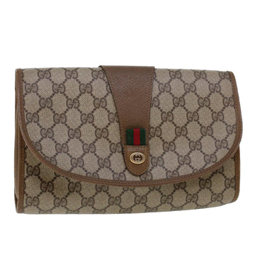 GUCCI GG Canvas Web Sherry Line Clutch Bag Beige Red 89.01.030 Auth am4401