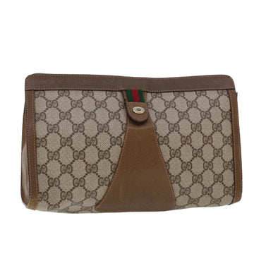 GUCCI GG Canvas Web Sherry Line Clutch Bag Beige Red Green 89.01.033 Auth am4410