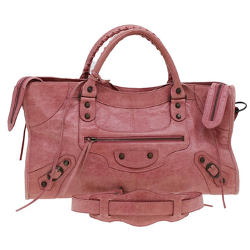BALENCIAGA The Part Time Hand Bag Leather 2way Pink 168028 Auth am4413