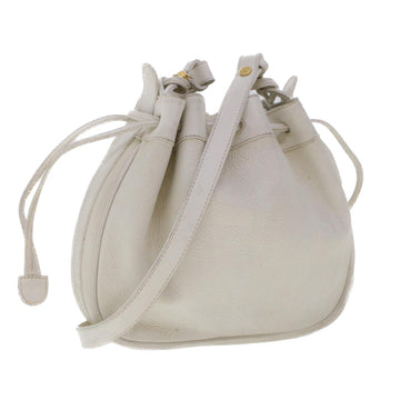GUCCI Shoulder Bag Leather White Auth am4457