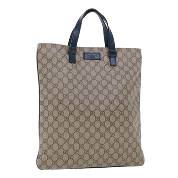 GUCCI GG Canvas Tote Bag PVC Leather Beige Auth am4470