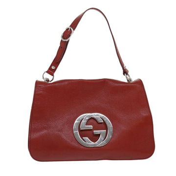 GUCCI Interlocking Shoulder Bag Leather Red 115746 Auth am4584