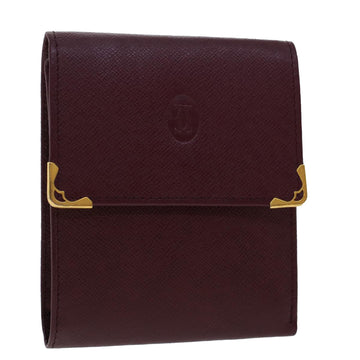 CARTIER Wallet Leather Red Auth am4715