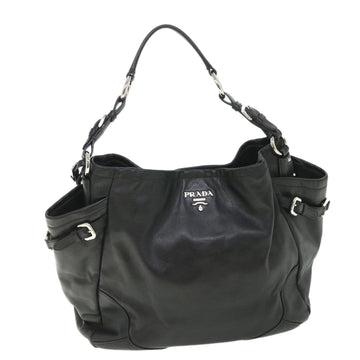 PRADA Shoulder Bag Leather Black Auth am5052