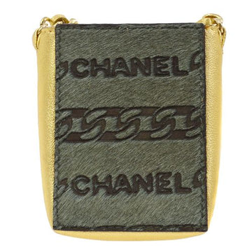 CHANEL 2001 Chain Shoulder Cigarette Case Gold