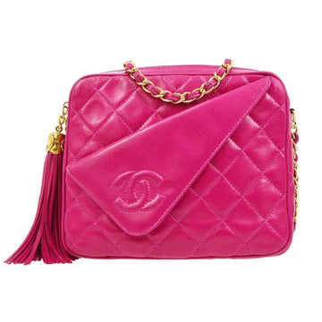 CHANEL 1989-1991 Pink Lambskin Quilted Pocket Camera Bag Mini ao20712