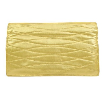 CHANEL 1989-1991 Quilted Quilted Evening Clutch Bag Gold