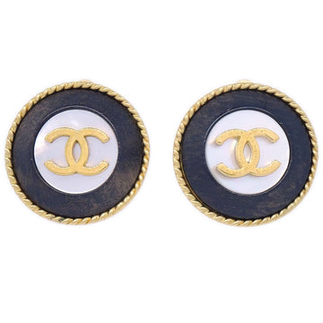 CHANEL 1993 Mother of Pearl CC Button Earrings ao27997