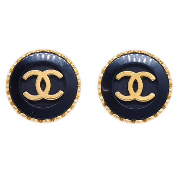 CHANEL 1996 Black & Gold CC Earrings