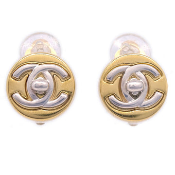 CHANEL 1997 Gold & Silver CC Turnlock Round Earrings Small ao29403