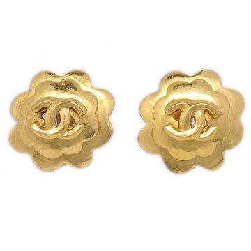 CHANEL 1996 Flower Earrings Gold ao29594
