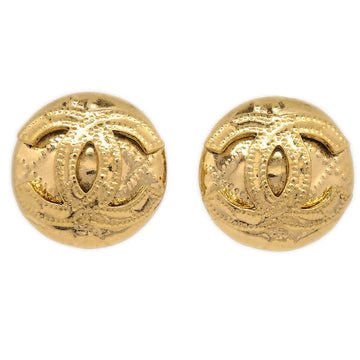 CHANEL 1994 CC Quilted Button Earrings Gold Medium ao29599