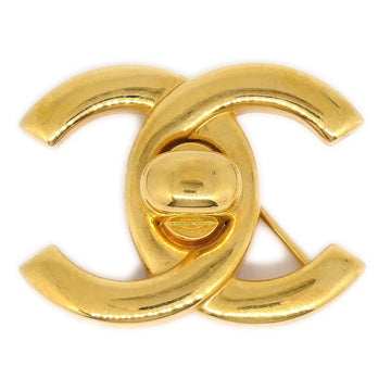 CHANEL★ Turnlock Brooch Pin Gold Corsage 96A ao29866