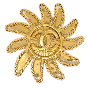 CHANEL 1994 Sun Brooch Pin Gold ao30621