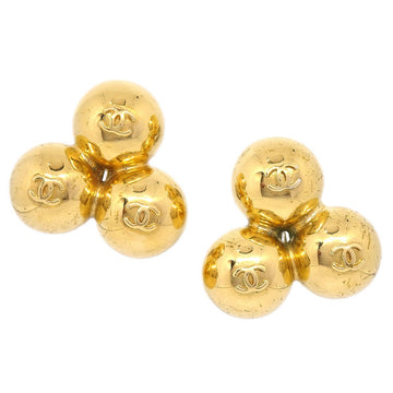 CHANEL 1993 Triple CC Earrings Clip-On Gold ao32750