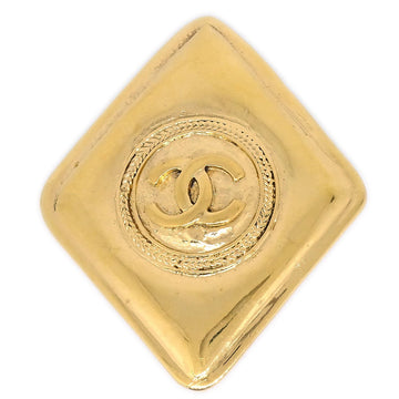 CHANEL 1986-1994 CC Diamond Shape Brooch Pin Gold 1134 ao33062