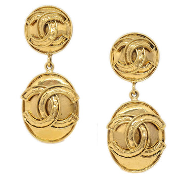 CHANEL Oval Shaking Earrings Clip-On Gold 94P ao33579