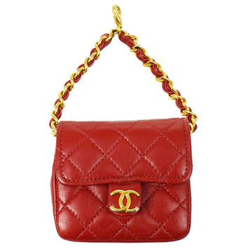CHANEL Red Lambskin Quilted Micro Pouch ao33997