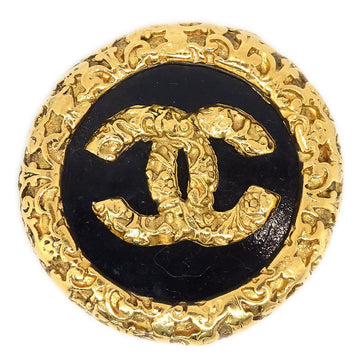 CHANEL * 1993 Medallion Brooch Pin Gold Black ao34154