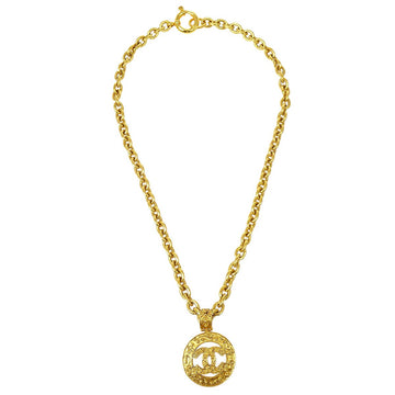 CHANEL 1994 Cutout Medallion Gold Chain Pendant Necklace ao34561