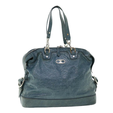 CELINE Shoulder Bag Leather Blue Auth ar10025B